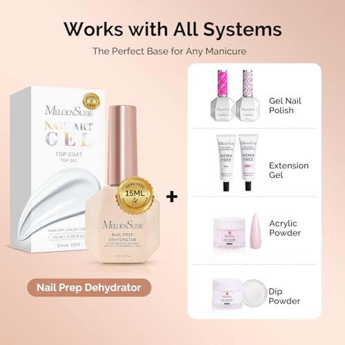 Image of MelodySusie 15ml Nail Dehydrator HEMA Free Professional Nail Prep for Press On,Acrylic Gel Polish,Fast Dry for Long-Lasting Manicure at Home & Salon Use 0.5oz