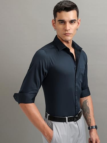 Image of Highlander Men's Slim Fit Formal Shirt | Solid Formal Shirt for Men | Comfortable Fabric | Stylish Design for Everyday Use & Office Wear