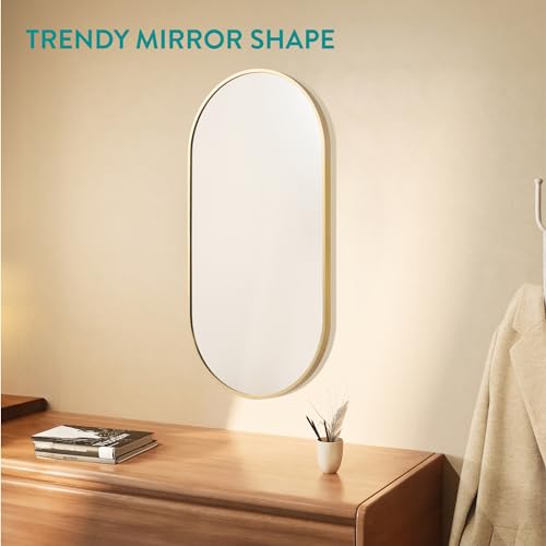 Espejo ovalado dorado Marca Navaris (3)