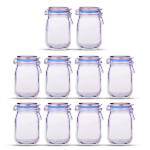 Image of Oblivion Transparent Jar-Shaped Stand-Up Pouches - Perfect Zipper Storage | Solution for Kitchen Snacks, Nuts, and Dry Fruits | Kitchen Storage Set | Kitchen Organizer (10 piece)