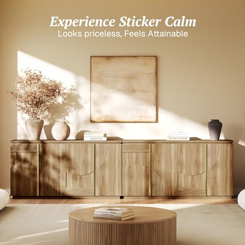 image for BELLEZE Sideboard Buffet Cabinet with Storage, 62 Inch Mid Century Mod