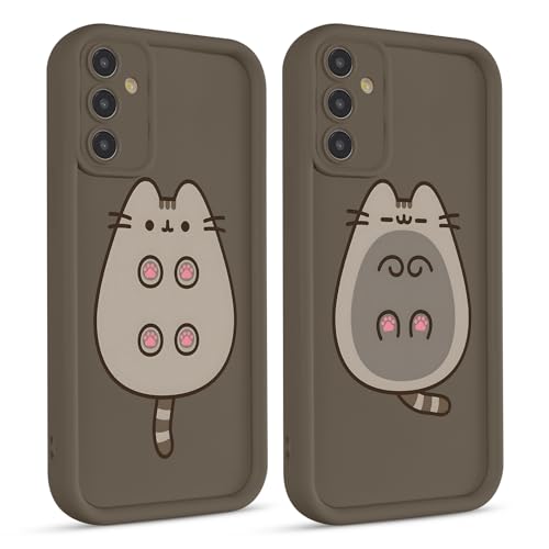 Yimctoie 2 Piezas Cute Cat Funda para Samsung Galaxy A14 5G 6.6', Kawaii Anime Pusheen Lindo Gato Dibujos Animados Diseño Manga Carcasa Suave TPU Protectora Antichoque Bumper Case Cover, Cartoon