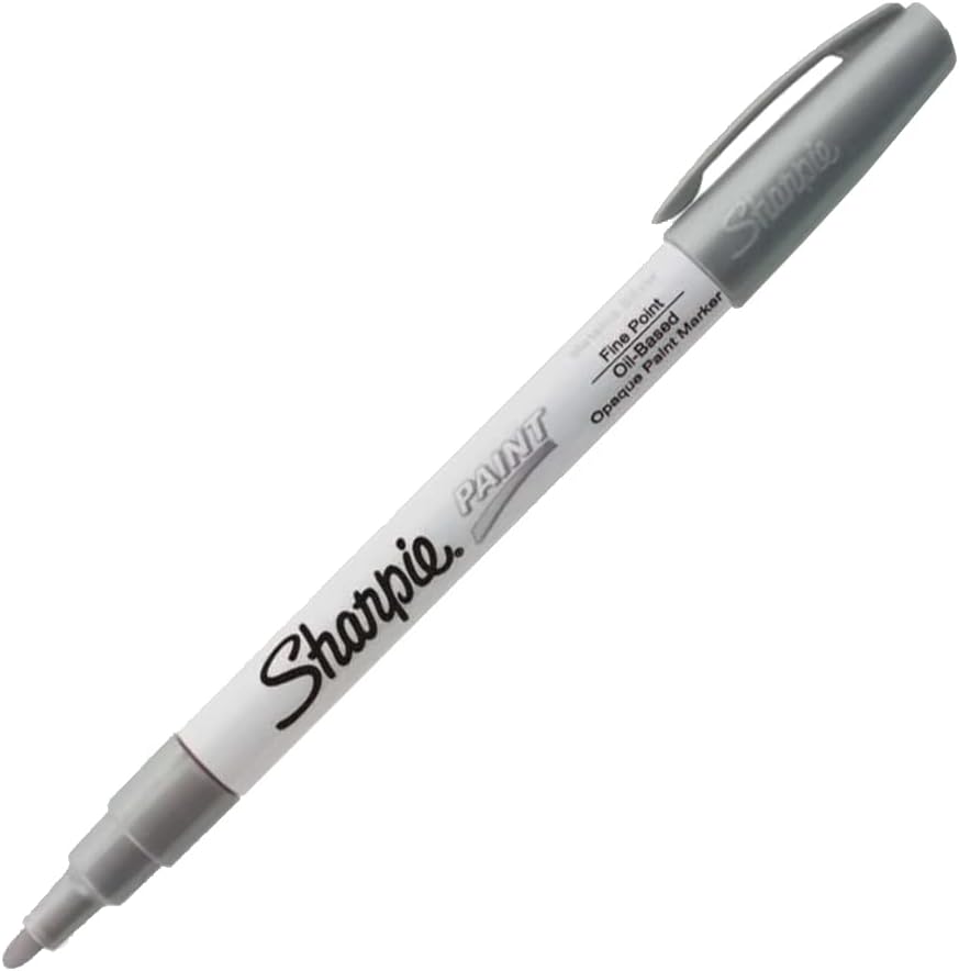 Permanent Oil-Based Paint Marker Fine Point, Metallic Silver