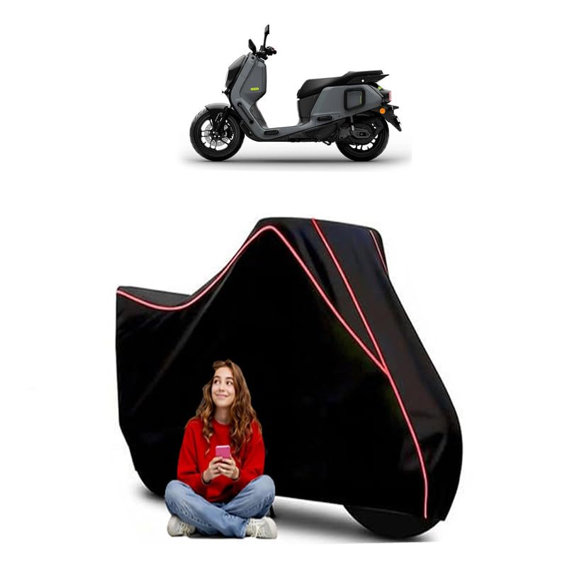Image of River Indie Electric Scooty Bike Cover Water Resistant Outdoor Use Universal Fit Scooters Motorcycles Heavy Duty UV Protection Dust Rain Scratch Resistant Elastic Bottom Black Blue Piping