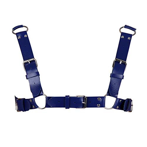 New Men's Leather Body Chest Harness Belt Halter Neck With Double-Shoulder Cage Adjustable Strap with O Ring