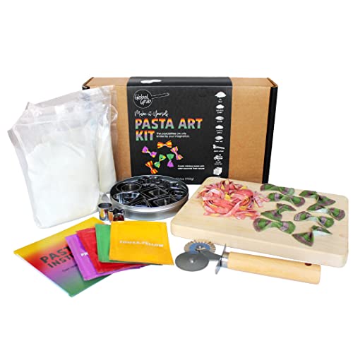 Global Grub Pasta Art DIY Kit for Adults, Kids, Teens – Create Homemade Colored Pasta With Our DIY Pasta Art Kit – Includes Natural Food Colorings, Pasta Cutter Tool, Dough Cutter Set and Easy-To-Follow Instructions