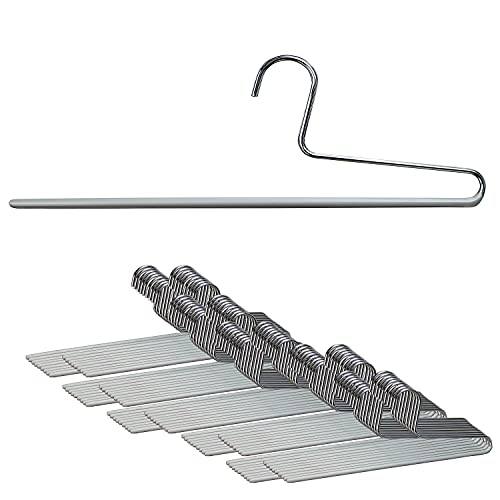 Mawa by Reston Lloyd Non-Slip Space Saving Clothes Hanger with Single Rod for Pants, Style KH/1, Set of 160, Silver