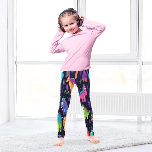 Bolaz Toddler Girls Leggings Printed Yoga Pants Leggings Green Purple Dinosaurs for Kids4