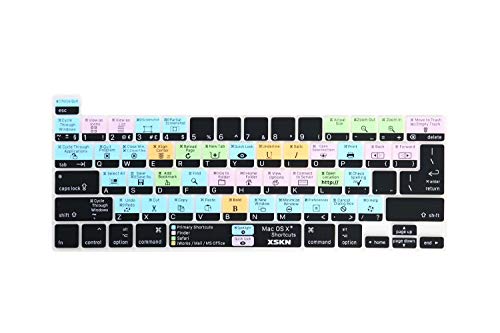 XSKN Mac OS X English Shortcuts Silicone Keyboard Cover Skin for Touch Bar Models 2019 MacBook Pro 16 inch A2141 2020 MacBook Pro 13.3 inch A2251 A2289 A2338 M1 Keyboard US&EU Version