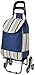 Chicreat - Carro de la compra plegable de acero inoxidable con triple rueda, azul
