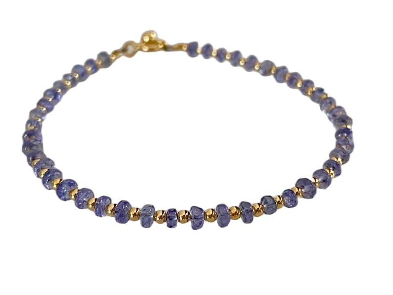 Bracelet tanzanite 2mm fine jewelry argent 8inch LKBEADS