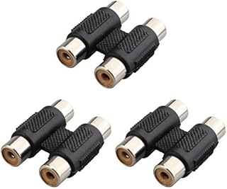 Jopto 3PCS Twin RCA Phono Joiner Double Female Straight Connector Dual RCA Female to Female Coupler Audio Extension Adapter for Record Player CD MP3 Reciever Amplifier Stereo Phono Cable Black