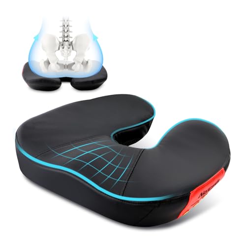 KAGIWEI Seat Cushion for Office Chair – Memory Foam Car Seat Cushion for Sciatica, Tailbone, Back & Hemorrhoid Pain Relief U-Shaped Ergonomic High-Density Breathable Foam with Non-Slip Base (Black)