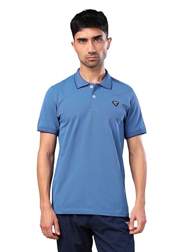 Image of TECHNOSPORT Men's Regular Fit Half Sleeve Polo T-Shirt with Collar, ELASTO Plus Quick Dry Moisture Wicking Polo Tee for Gym Sports Golf and Casual Wear