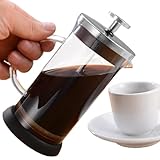 Nizirioo French Press,600ML Kaffeebereiter,Glas Kaffeepresse Mit Schaufel Für Kaffeebohnen,French Press Aus Glas,French Coffee Press Für Zuhause Reisen Camping,Geschenk Für Reisen