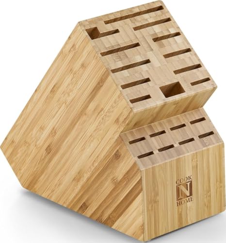 Cook N Home Bamboo Knife Block 20-Slot Universal...