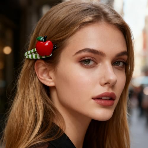 Pinzas para el cabello manzana 8 piezas color rojo miniatura 6