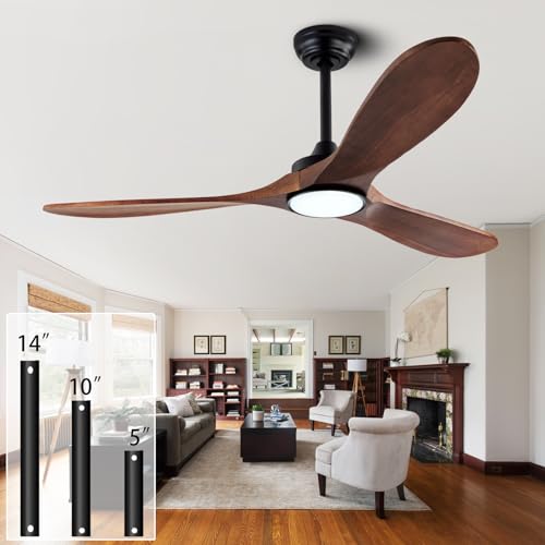 QUTWOB 52" Wood Ceiling Fans with Lights and Remote Control,Indoor
