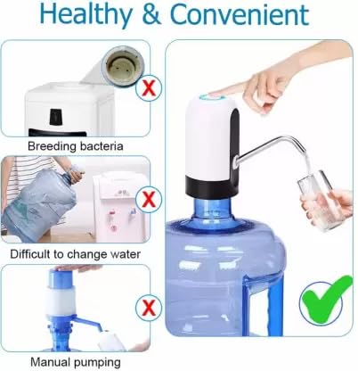 Worldwide e-Mart Automatic Wireless Water Dispenser Pump for 20L Bottle | USB Rechargeable Water Can Pump | Portable Electric Drinking Water Dispenser for Home, Office & Travel Uses (Black/White) 2