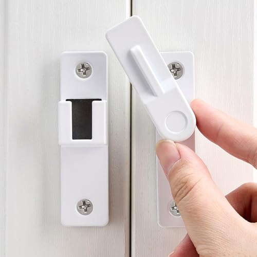 Image of White Flip Barn Door Lock - 180 Degree Barn Door Lock Privacy Latch - Zinc Alloy Security Latches for Barn Doors, Garden Gates, Windows, Cabinets, and Sliding Doors