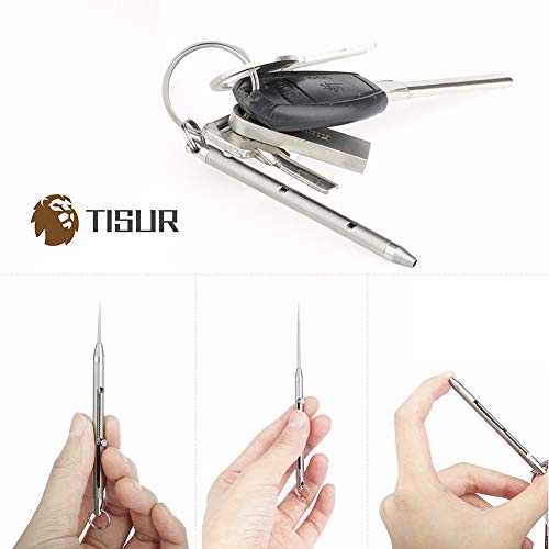 TISUR Titanium Bolt Integrated Toothpick and Holder Keychain Ultralight Travel Kits (Two slots/Gray)