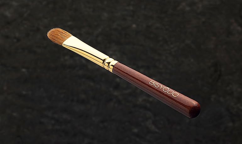 BISYODO Short Series Eye Shadow Brush - Round Flat Type, Brown