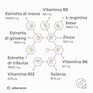 Complesso di Maca Nera Altamente Dosato, 30.000 mg per Dose Giornaliera, 500 mg di Estratto di Maca 20:1 con L-Arginina, Tribulus, Ginseng, Zinco, Vitamine B, 180 Capsule Vegane, Made in Germany