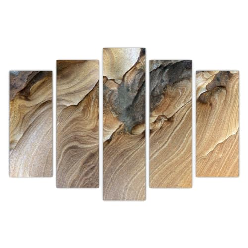 AREDE Set di 5 Stampe da Parete Quadri Moderni Decorazioni da Muro per Casa Soggiorno Camera da Letto e Cucina Texture in marmo e sabbia| 120 x 80 cm | Pronto da appendere