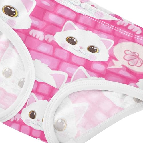 Cotton Toddler Underwear Floral Adorable White Kittens Pink Little Girl Panties Bright Briefs Undies Kids 2t4