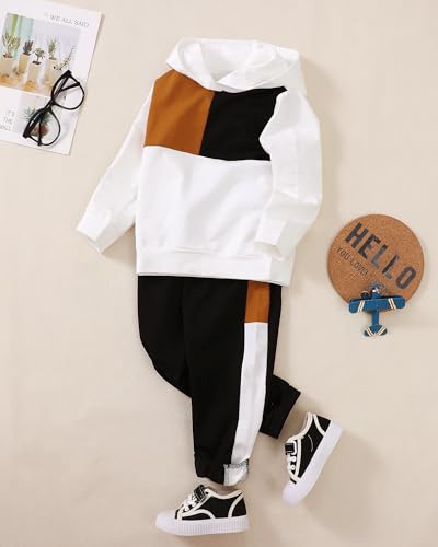 Image of Toddler Boy Clothes Baby Boy Outfit Letter Prints Hoodies Top Ripped Jeans Cute Boys Clothing Set Fall Winter