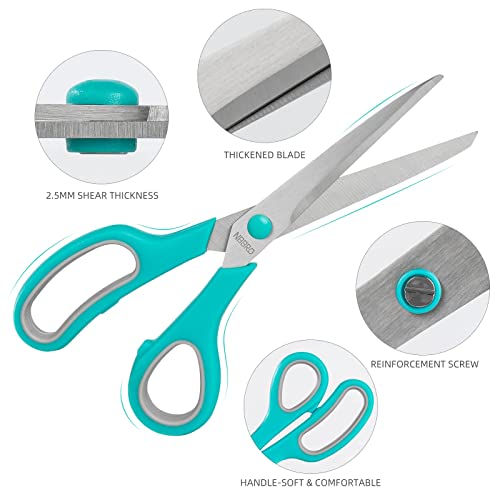 Scissors,8.5" Multipurpose Bulk 3-Pack,Stainless Steel Sharp for Office Home School Sewing Fabric Craft Supplies,All Purpose - Image 3