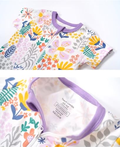 Teach Leanbh Toddler Baby Boys Girls Footless Pajamas Cotton 2 Way Zipper Printing Short Sleeve Romper Sleep and Play2
