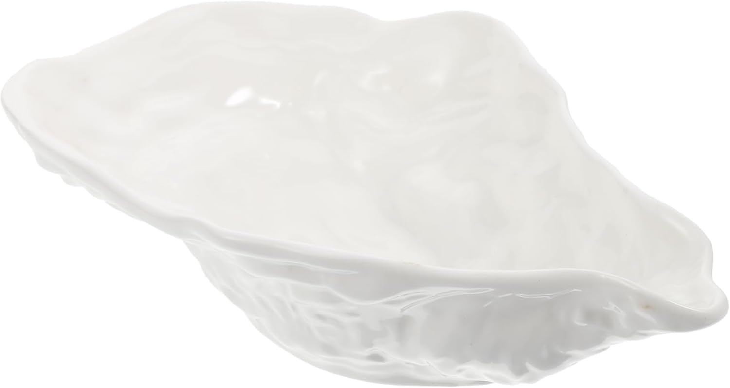 INOOMP 1Pc Creative Ceramic Oyster Bowl Heat Resistant Food Server Versatile Storage Organizer for Home Restaurant Use Easy to Resistant for Snacks