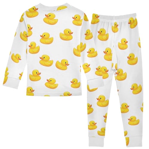 ODAWA Cute Yellow Ducks White Tee and Pant 2-piece Set Matching Fall Pajamas Pajama Set 18M2