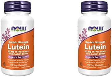 NOW Supplements, Lutein 20 mg with 20 mg of Free Lutein from Lutein Esters, 90 Veg Capsules (Pack of 2)