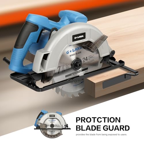 G LAXIA Circular Saw, 1400W 6000 RPM High-Speed Pure Copper Motor Electric Saws with 185mm Saw Blade,Adjustable Cutting Depth and Angle: 62mm (90°)-48mm (45°), Ideal for Wood Cutting Corded 4 G LAXIA Circular Saw, 1400W 6000 RPM High-Speed Pure Copper Motor Electric Saws with 185mm Saw Blade,Adjustable Cutting Depth and Angle: 62mm (90°)-48mm (45°), Ideal for Wood Cutting Corded - Image 4