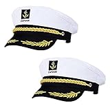 HPMAISON 2 Pieces White Navy Sailor Hat Adjustable Yacht Captain Hat Sailor Suit Embroidered Accessories Clothing Party Adult Halloween Brotherhood Decoration Present Yacht Hat Bachelor Party