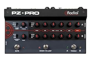 2 channel acoustic instrument preamp with separate Eqs Piezo input boosters available on both channels XLR input with available phantom power on channel 2 Assignable FX loop with wet/dry control