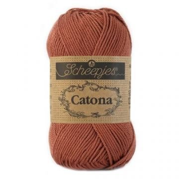 Scheepjes - Scheepjes Catona 504 Brick Red Yarn - 1x25g, Brown/Red