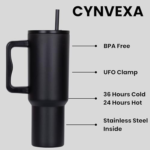 Image of Tumbler with lid and Straw 1200ML Cup Stainless Steel Vacuum Insulated Tumbler for Water, Iced Tea or Coffee 1.2L Office Gym Travelling (40 - Oz - Black)