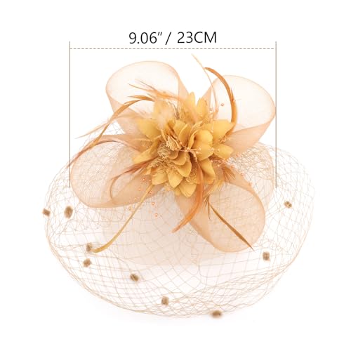 Image of DRESHOW Women Fascinator Hats Tea Party Hat Vintage Pillbox Hat Headband for Cocktail