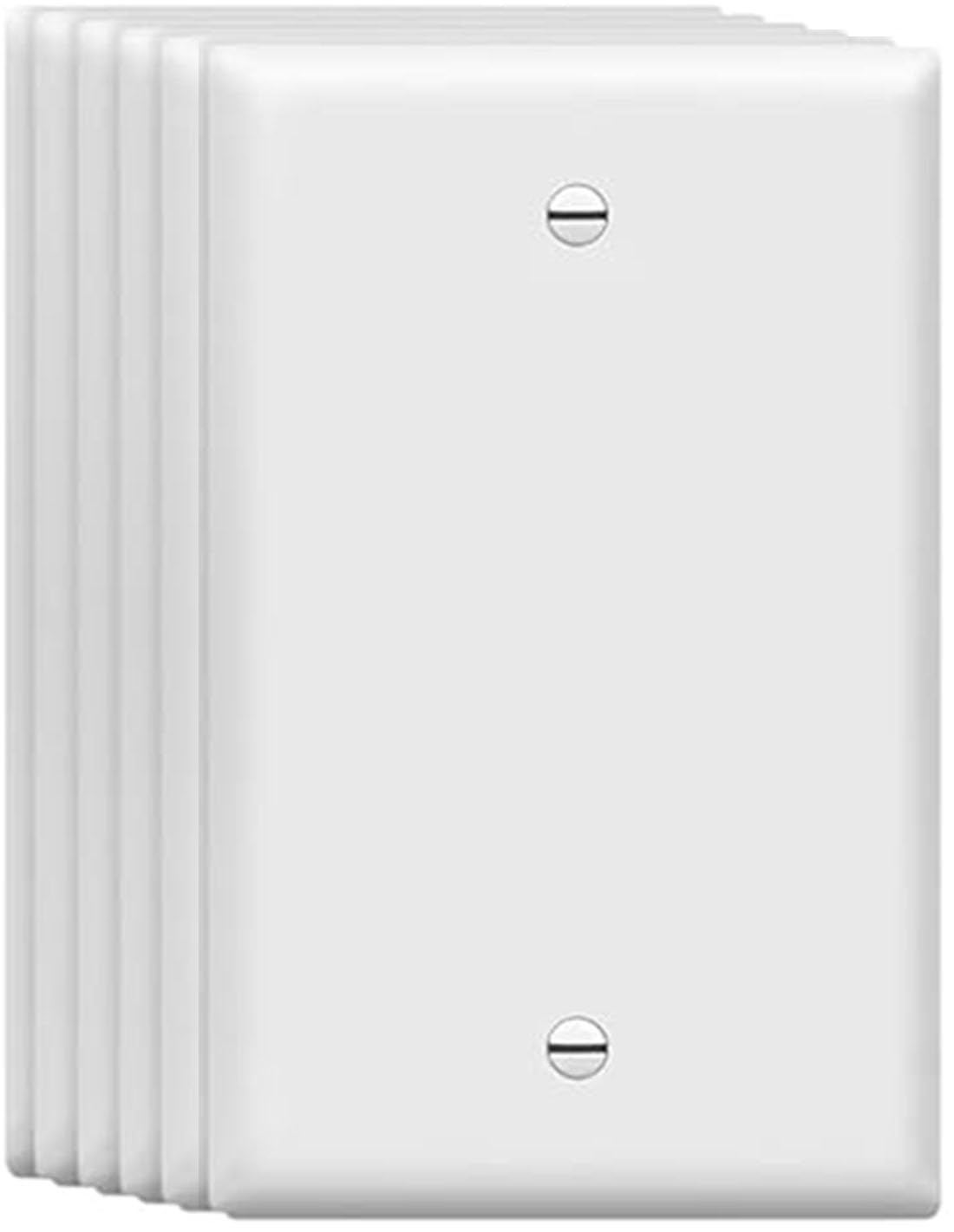 ZEFTV Mid-Size Blank Wall Plates 1-Gang 4.89" x 3.12" blank Switch Outlet Electrical Cover Plate Unbreakable Thermoplastic Faceplate for Light Receptacle Outlet Switch, White (6 Pack)