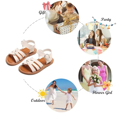 Image of Felix & Flora Toddler Girl Sandals - Little Girl Easter Dress Shoes Lightweight Open Toe Beach Holiday Flats