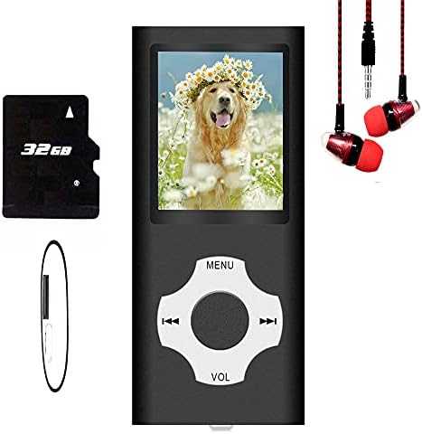 MP3 Player / MP4 Player, Hotechs MP3 Music Player with 32GB Memory SD Card Slim Classic Digital LCD 1.82'' Screen Mini USB Port with FM Radio, Voice Record (Black)