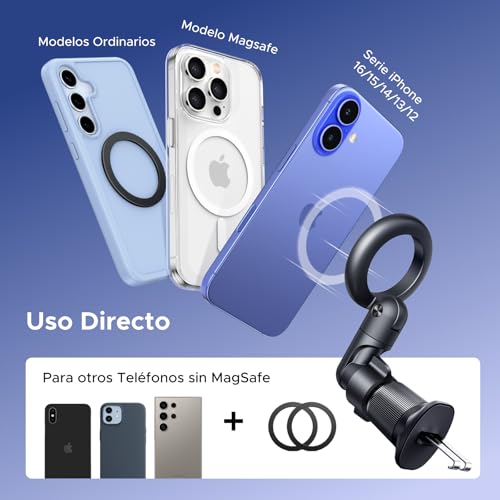 UGREEN Soporte Móvil para Coche con MagSafe Rotación 360°, Súper Estable con 20 Imanes N52, para Rejilla de Ventilación Horizontal Compatible con iPhone 17/17 Air/17 pro/17 Pro MAX/Samsung - imagen 8