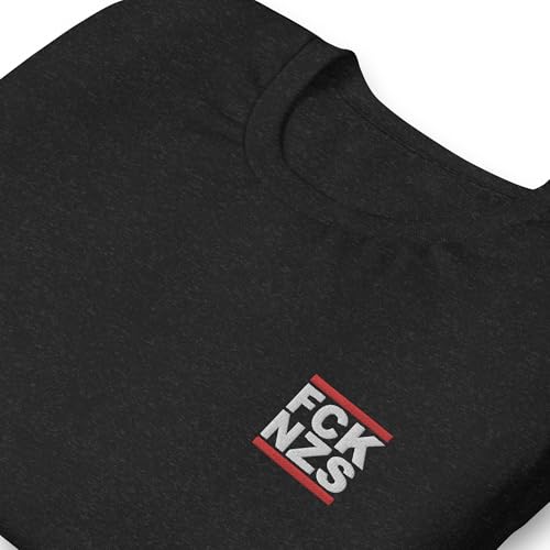 FCK NZS T-Shirt 100% Baumwolle (bestickt Brust links) (M Schwarz meliert)