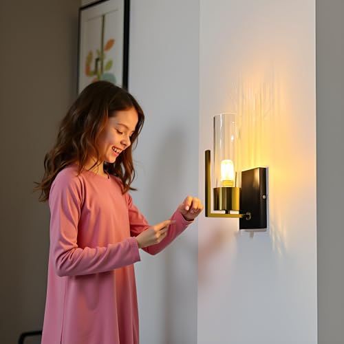 Image of Avior Wall Lamps for Bedroom, Living Room, Restaurant Decoration Wall Light, Cafe Lamps and Wall Lights for Gallery (Black and Clear Glass)