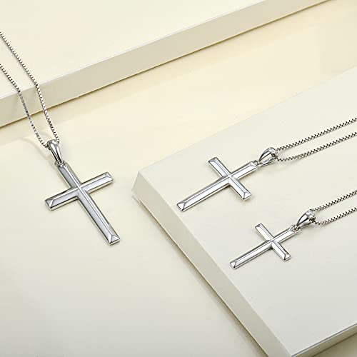 YL Cross Necklace for Women Sterling Silver Plain Cross Pendant Necklace High Polished Jewelry for Men (0.79"- 1.18")4