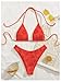 MakeMeChic Women's Polka Dots Triangle Thong Bikini Sets Floral Cute Bathing Suit Swimsuits Red a Medium