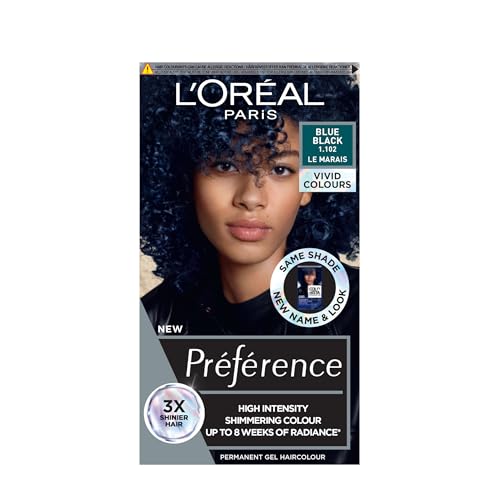 LOréal Paris Permanent Hair Colour Long-Lasting Shine and Intense Colour For up to 8 Weeks Preference Vivids (Colorista) Blue Black 1.102 x1 pack
